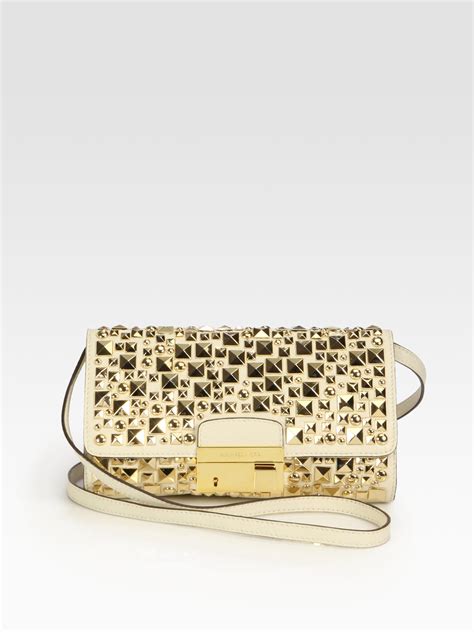 michael kors gold studded clutch|Michael Kors women's gold clutch.